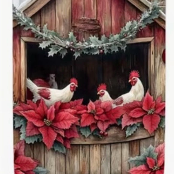 Merry‎ Chicken Christmas SceneHandmade Circle Ornament - Picture 5 of 11